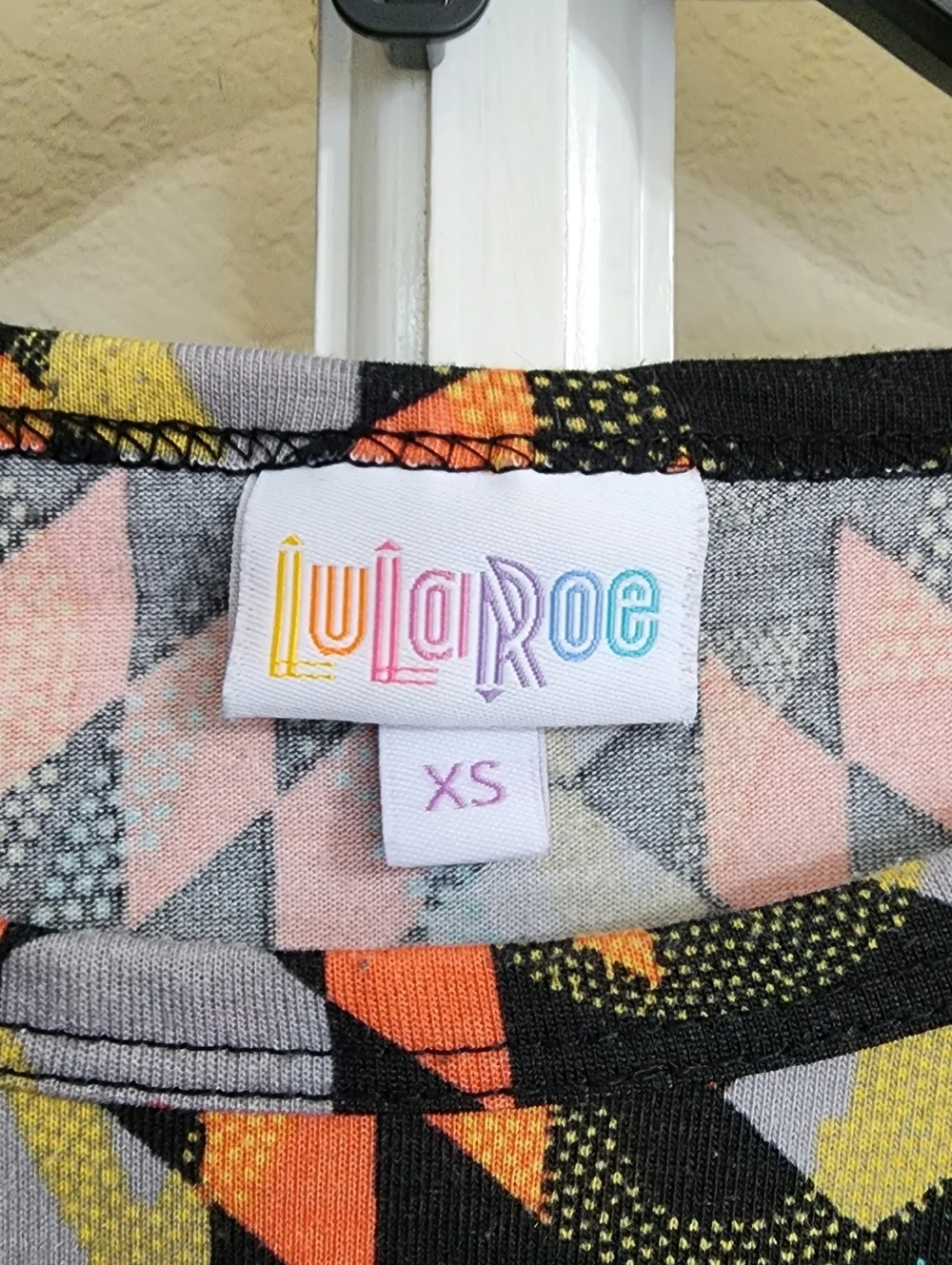 LuLaRoe Irma XS Geometric Tunic Top High Low Oversized Orange